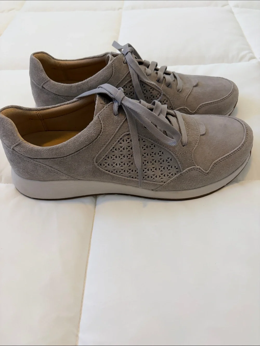 Dansko Women’s Suede Lace-Up Sneakers in Light Gray